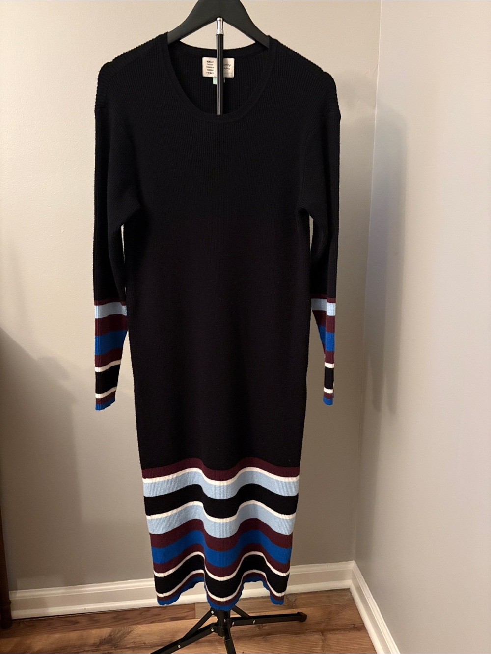 Saturday/Sunday Anthropologie Size Small Black Sweater Dress with Stripes